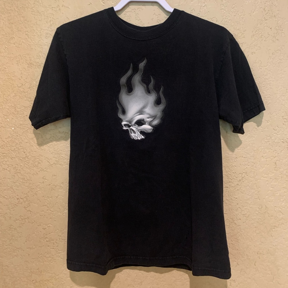 Black JNCO Jeans Flaming Skull T-shirt